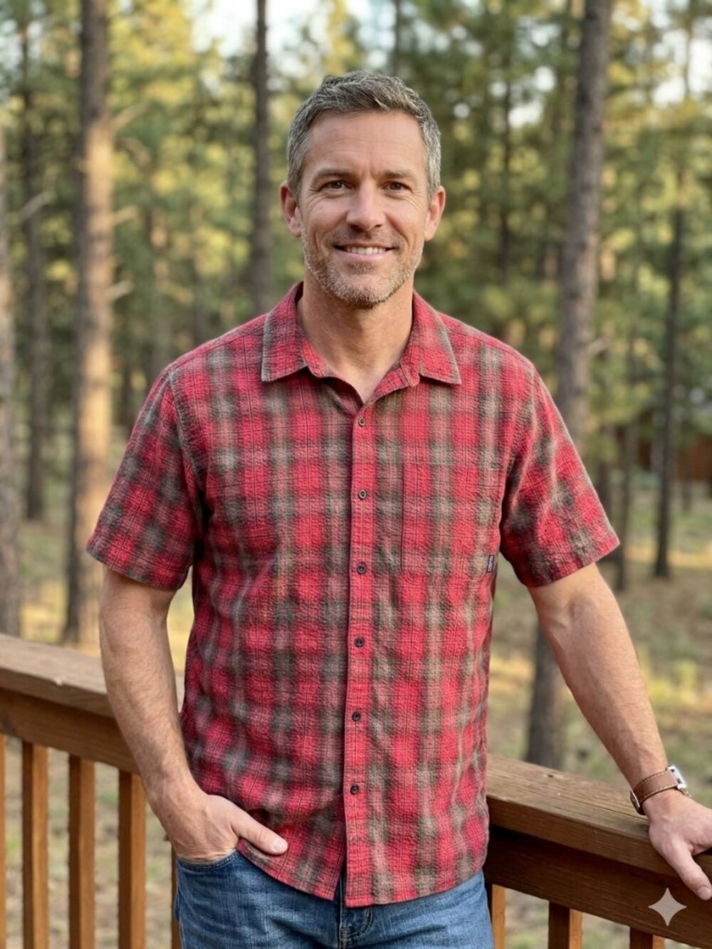 Patagonia Mens AC Shirt Large Red Gray Plaid Organic‎ Cotton